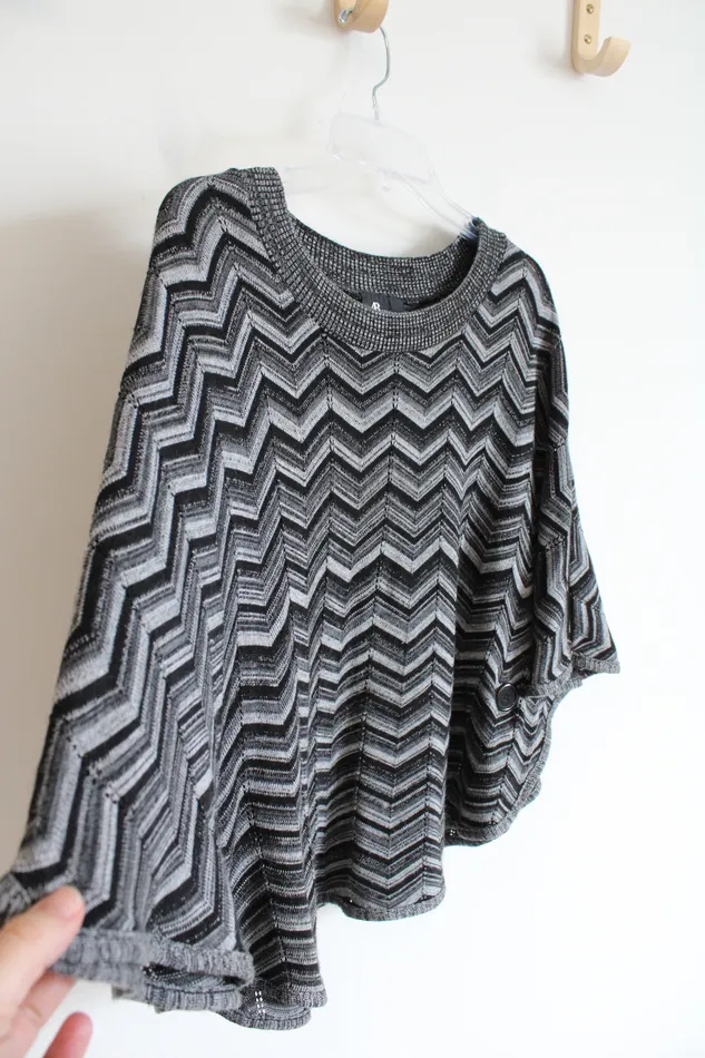 AB Studio Black Gray Chevron Poncho Top S AB Studio Rings