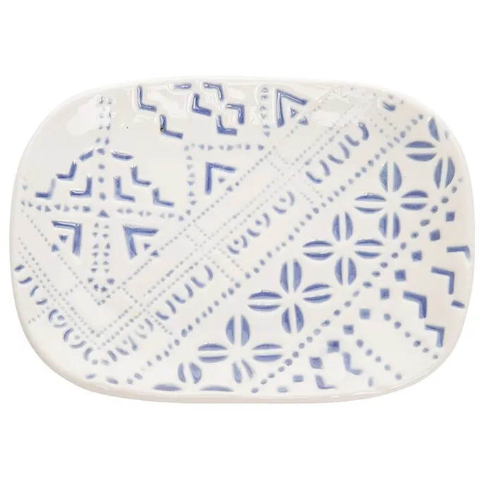 Beachcombers Textured Ceramic Plate BlueWhite THEBEACHCOMBER Rings