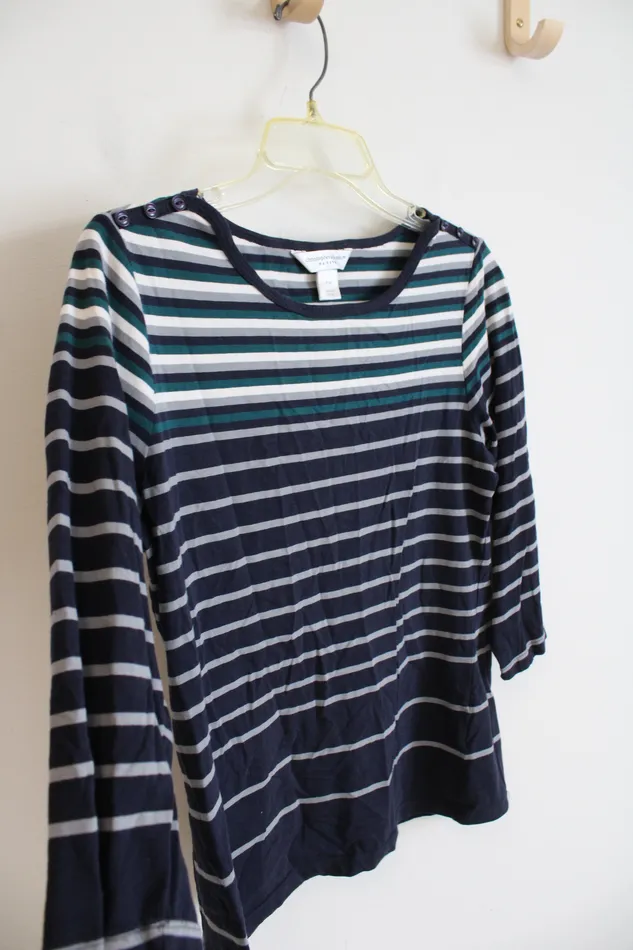 Christopher Banks Rings Christopher Banks Blue Gray Striped Top M Petite