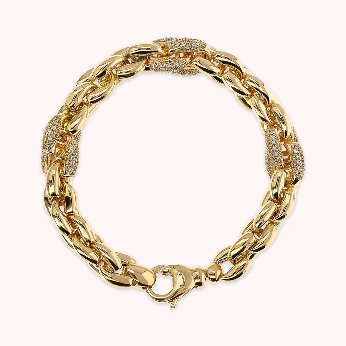 Earrings Bracciale Golden Maglia Geometrica con Elementi in Pav di Cubic Zirconia Bronzallure Earrings Bracciale Golden Maglia Geometrica con Elementi in Pav di Cubic Zirconia Bronzallure