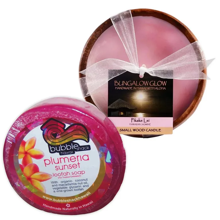 Earrings Bubble Shack Plumeria Sunset Loofah Pikake Lei Candle Set BUBBLESHACK