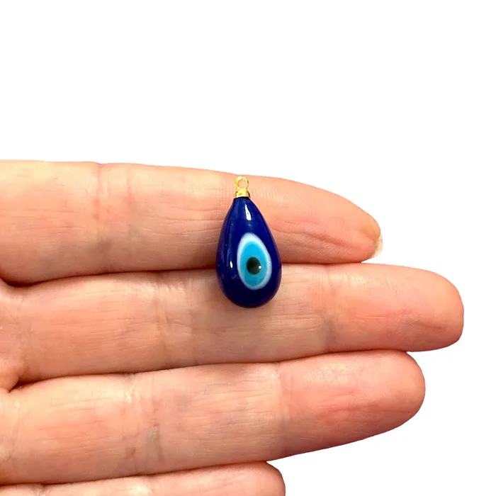 Earrings Peppy Beads Hand Made Murano Glass Double Side Evil Eye Drop Charm With 24Kt Gold Plated Pin Earrings Peppy Beads Hand Made Murano Glass Double Side Evil Eye Drop Charm With 24Kt Gold Plated Pin