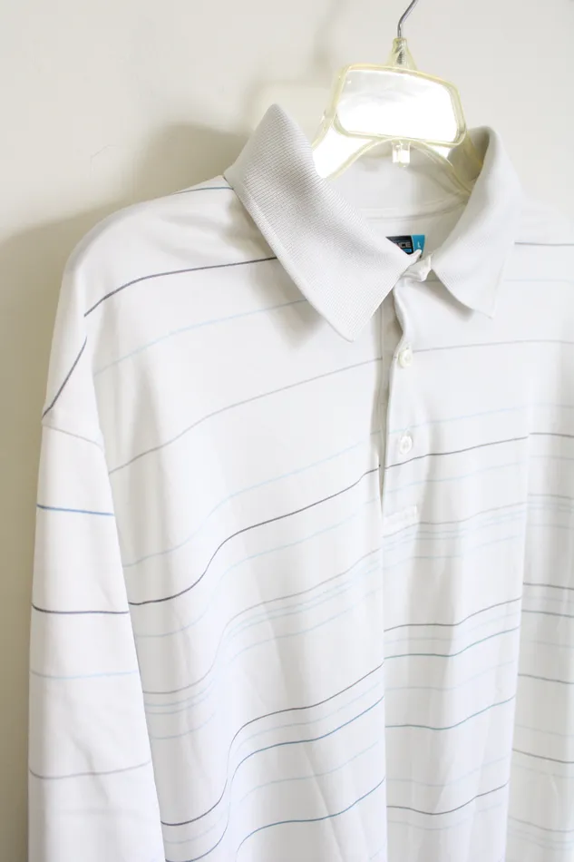 Earrings Roundtree Yorke Roundtree York Performance Cream Striped Polo Shirt L
