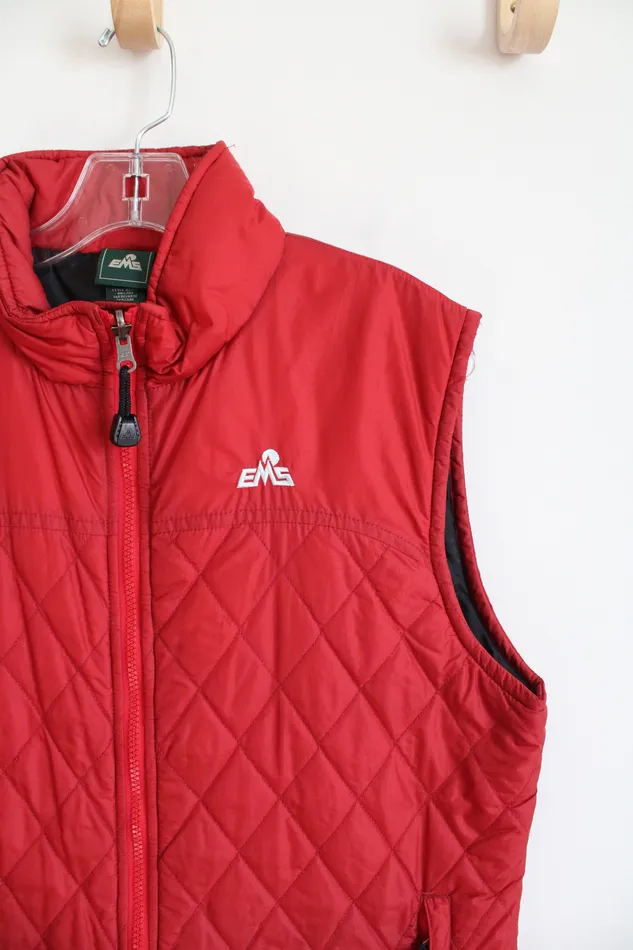 EMS Red Quilted Vest L EMS Earrings