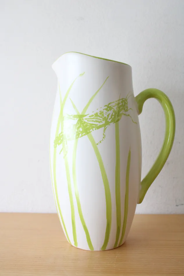 Jubilee Thrift Melrose Grasshopper Painted Tall Pitcher Earrings