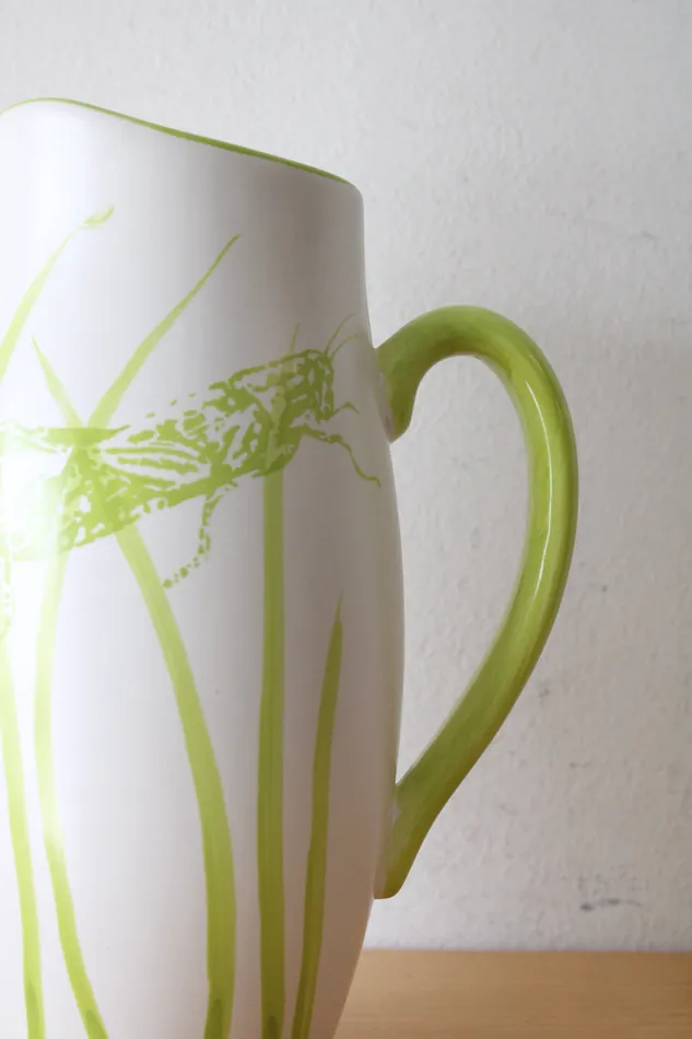 Jubilee Thrift Melrose Grasshopper Painted Tall Pitcher Earrings