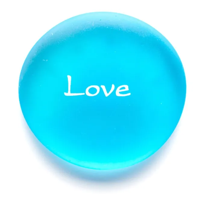 LIFEFORCEGLASS Rings Love Frosted Glass Message Stone