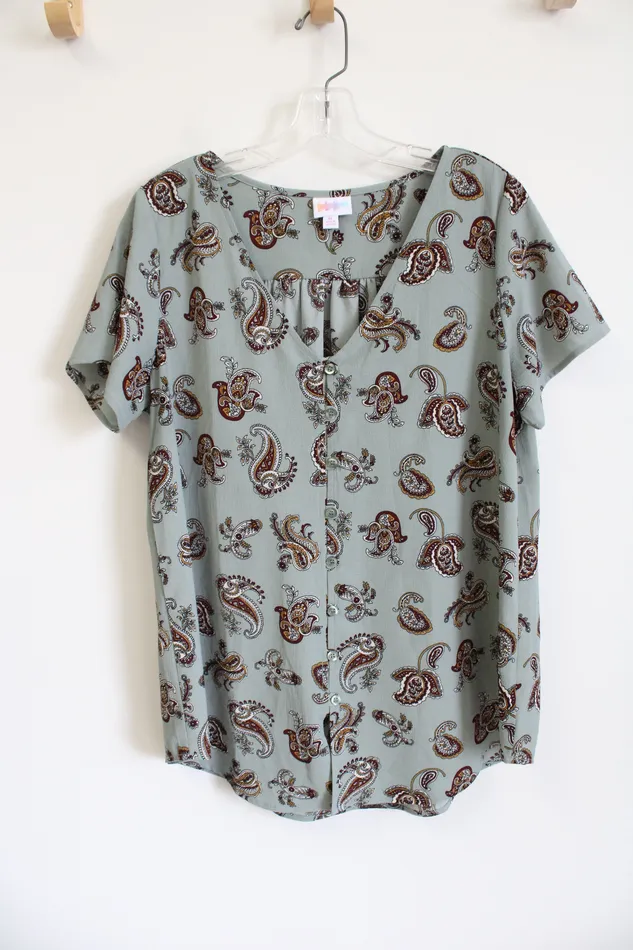 LuLaRoe LuLaRoe Blue Paisley Blouse M Rings