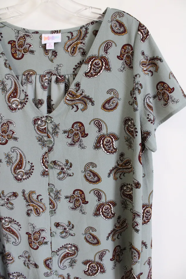 LuLaRoe LuLaRoe Blue Paisley Blouse M Rings