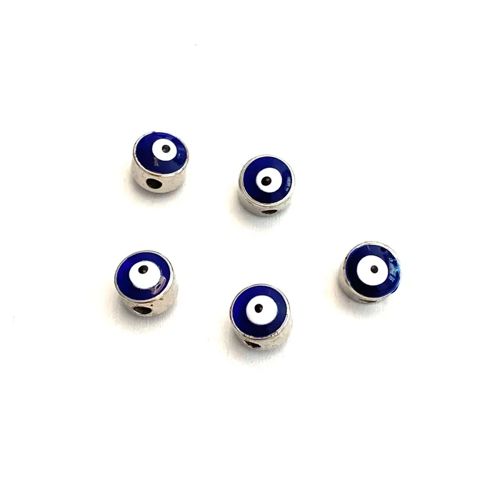 Necklaces Peppy Beads 6mm Silver Plated Evil Eye Beads 6mm Silver Plated Evil Eye Spacers 5 Pcs in a Pack Necklaces Peppy Beads 6mm Silver Plated Evil Eye Beads 6mm Silver Plated Evil Eye Spacers 5 Pcs in a Pack