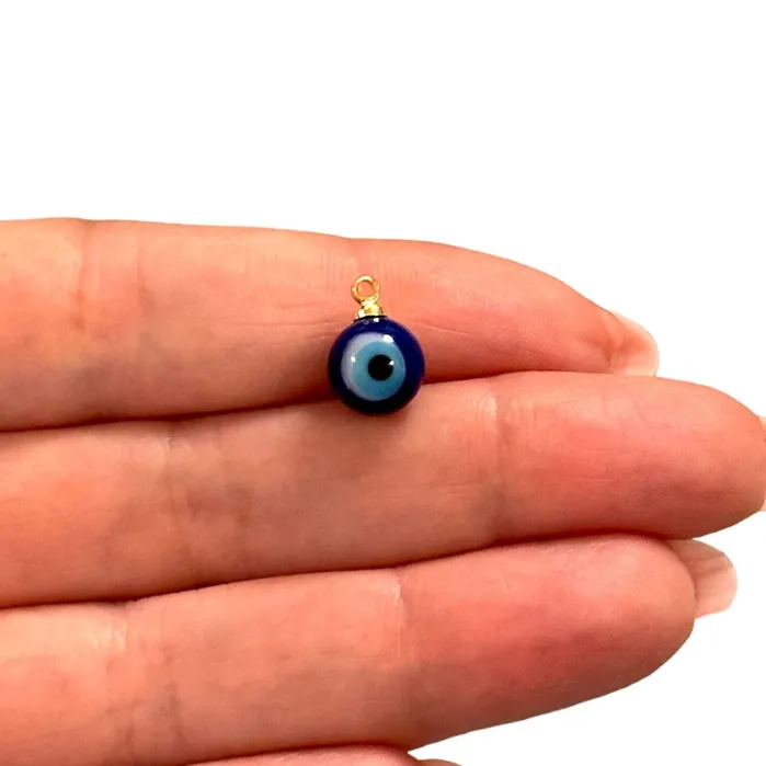 Necklaces Peppy Beads Hand Made Murano Glass Round Evil Eye Charm with 24Kt Gold Plated Pin Necklaces Peppy Beads Hand Made Murano Glass Round Evil Eye Charm with 24Kt Gold Plated Pin