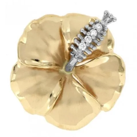 Necklaces TROPICALCREATIO 14K Gold with Diamonds Hibiscus Slider Pendant