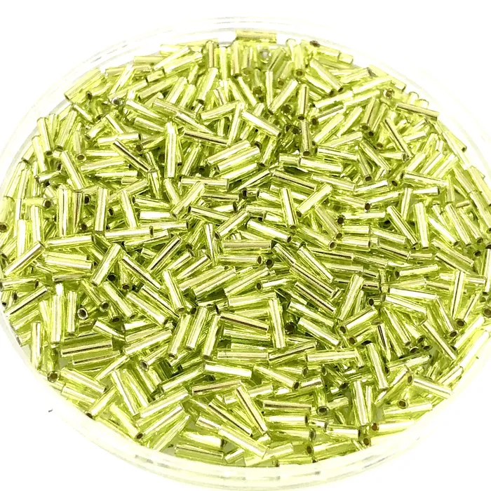 Peppy Beads Rings Miyuki Bugles size 6mm 0014 Chartreuse Silver Lined 10 grams