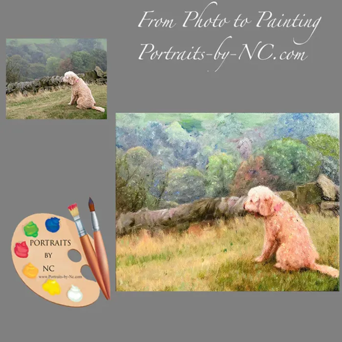 Portraits by NC Earrings Labradoodle Pet Portrait in Oil