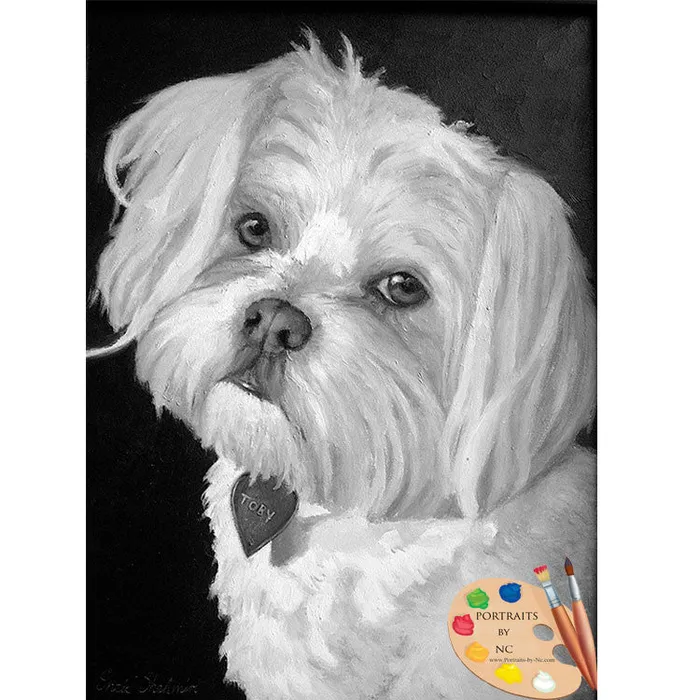 Portraits by NC Earrings Maltese Pet Portrait
