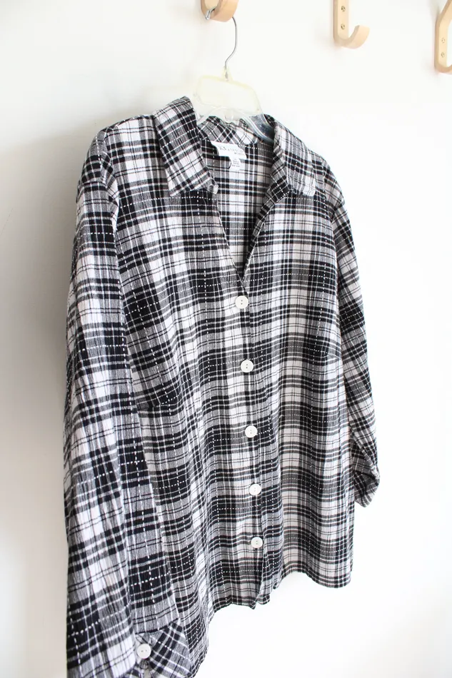 Rings The Tog Shop The Tog Shop Black White Button Down Plaid Top 3X