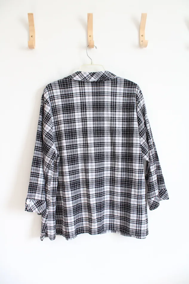 Rings The Tog Shop The Tog Shop Black White Button Down Plaid Top 3X