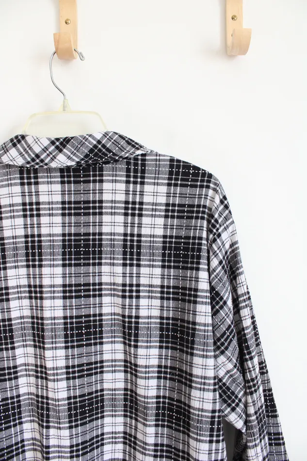 Rings The Tog Shop The Tog Shop Black White Button Down Plaid Top 3X