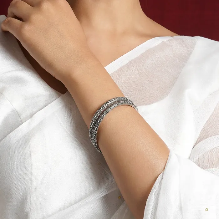 Avanti Silver Oxidized Bangles Teejh Rings