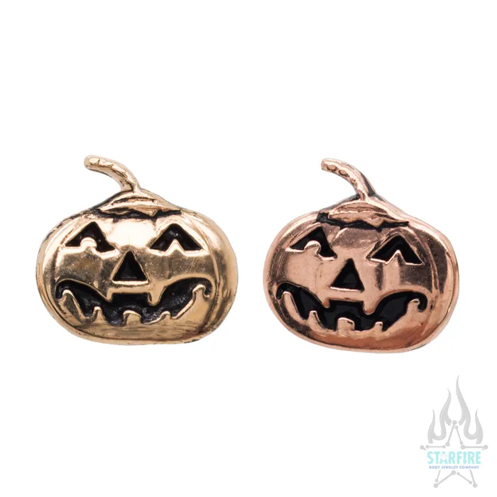 Body Gems threadless Pumpkin End in Gold Earrings