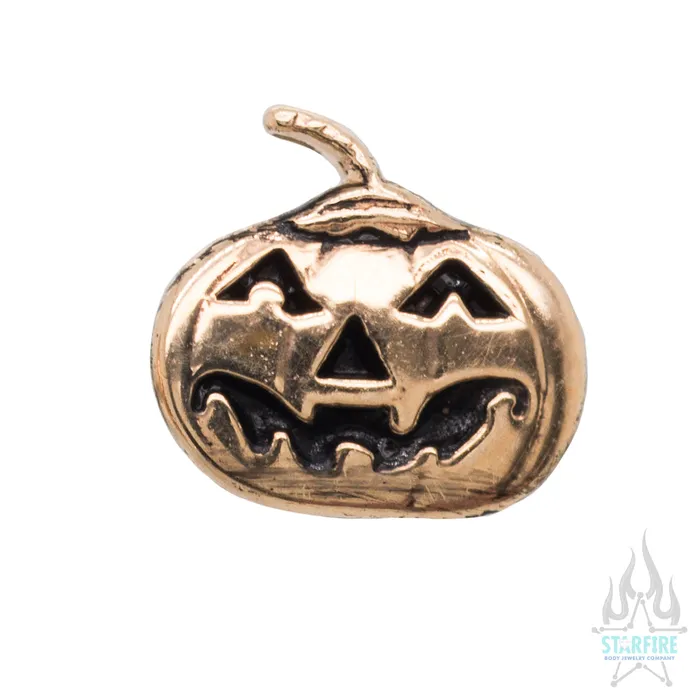 Body Gems threadless Pumpkin End in Gold Earrings