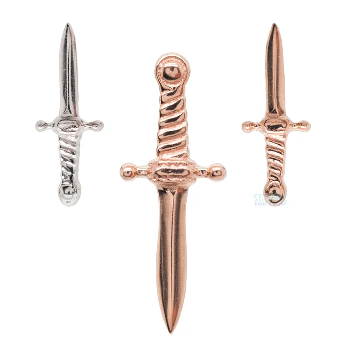 Body Vision BVLA Earrings Slasher Dagger Threaded End in Gold