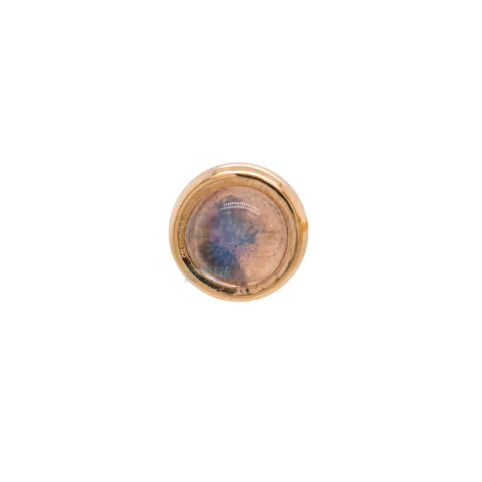 Body Vision BVLA Earrings threadless Rainbow Moonstone in Cup Setting Pin in Gold