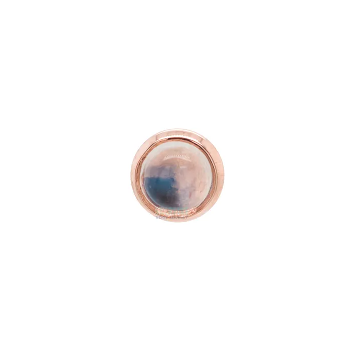 Body Vision BVLA Earrings threadless Rainbow Moonstone in Cup Setting Pin in Gold