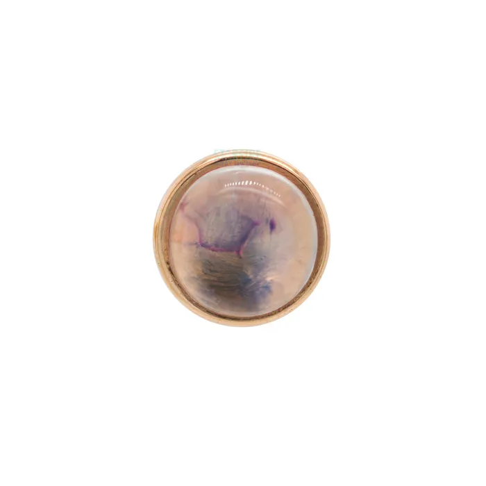 Body Vision BVLA Earrings threadless Rainbow Moonstone in Cup Setting Pin in Gold