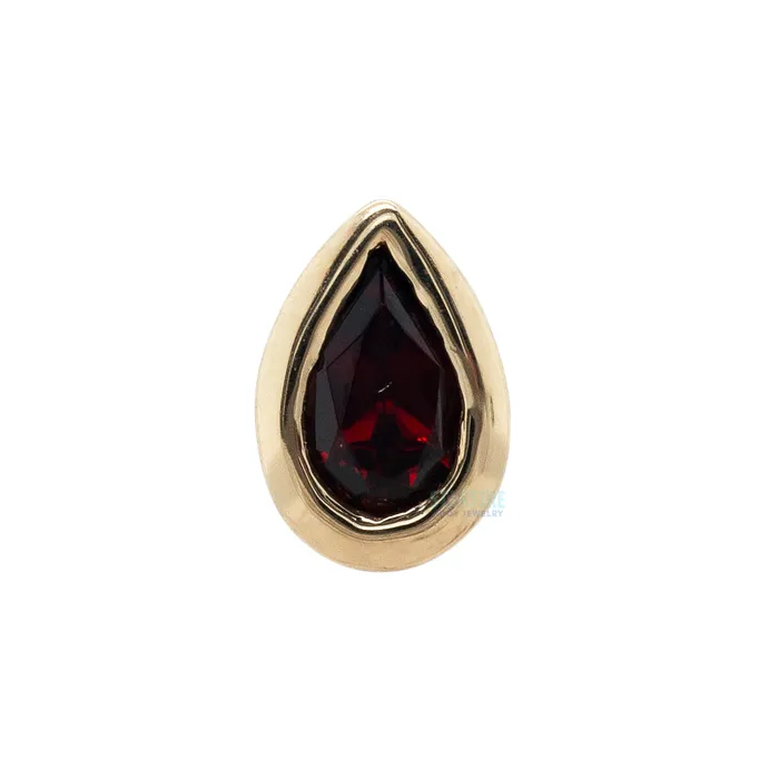 Body Vision BVLA Garnet Pear in Bezel Threaded End in Gold Earrings