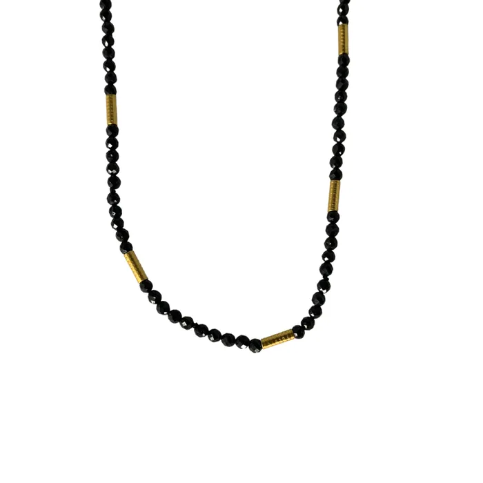 Donald Haack Diamonds Black Spinel Gold Beaded Necklace Necklaces