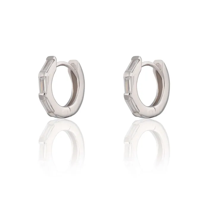 Earrings Baguette Huggie Earrings with Clear Stones Scream Pretty