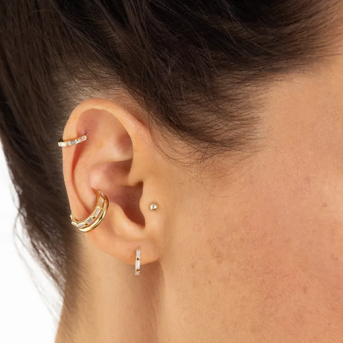 Earrings Baguette Huggie Earrings with Clear Stones Scream Pretty Earrings Baguette Huggie Earrings with Clear Stones Scream Pretty