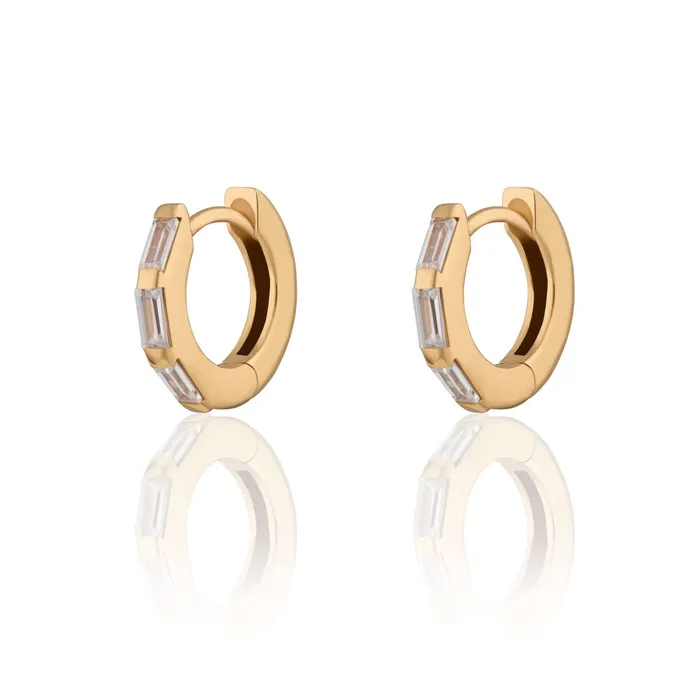 Earrings Baguette Huggie Earrings with Clear Stones Scream Pretty Earrings Baguette Huggie Earrings with Clear Stones Scream Pretty