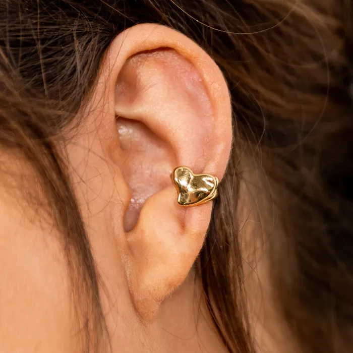 Earrings Scream Pretty Francesca Perks Gold Nugget Heart Ear Cuff
