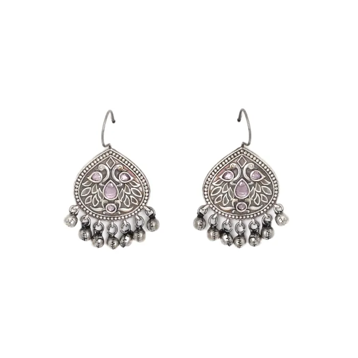 Earrings Teejh Teejh Vanya Silver Oxidised Pink Earrings Earrings Teejh Teejh Vanya Silver Oxidised Pink Earrings
