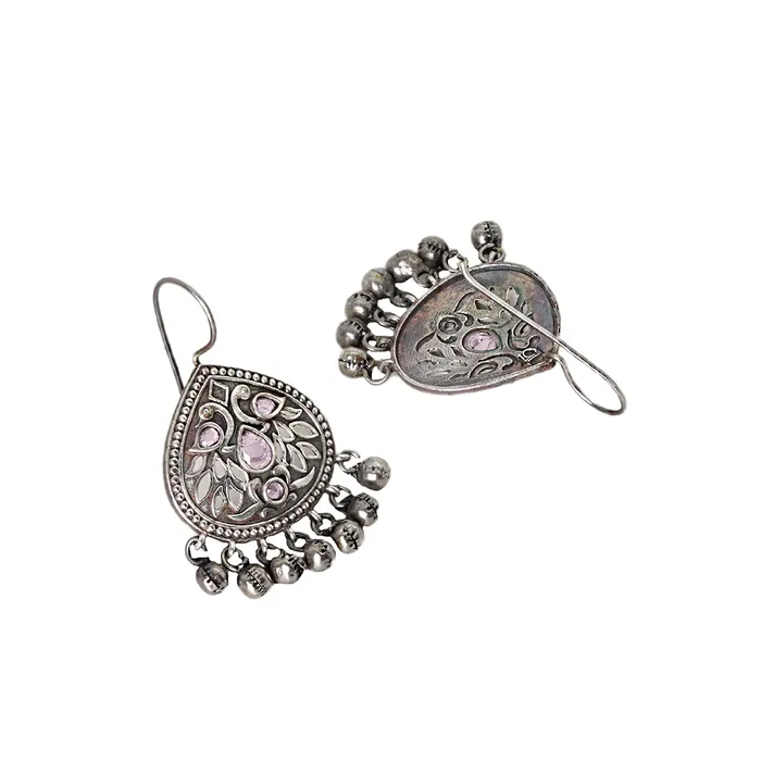 Earrings Teejh Teejh Vanya Silver Oxidised Pink Earrings Earrings Teejh Teejh Vanya Silver Oxidised Pink Earrings