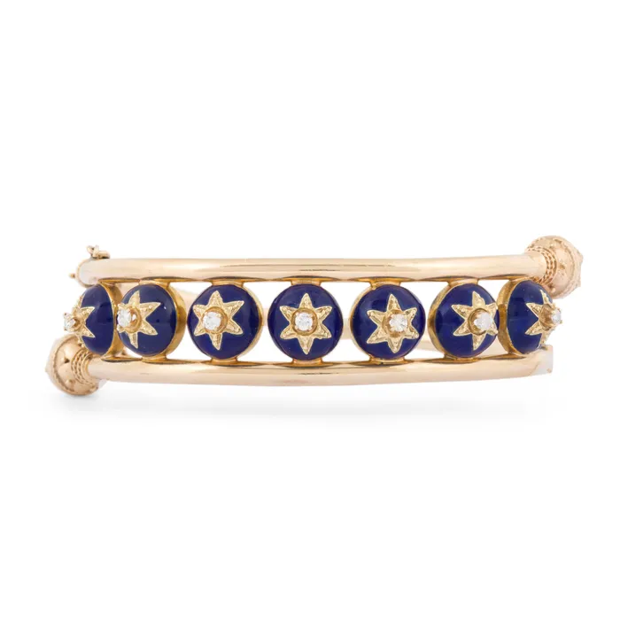 Etruscan Revival Style Enamel Diamond And 14k Gold Bangle Bracelet Vintage Bracelets Etruscan Revival Style Enamel Diamond And 14k Gold Bangle Bracelet Vintage Bracelets