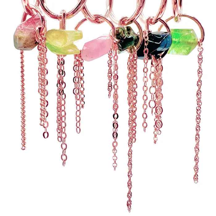 Hialeah Fine Jewelry Rings Ring Around the Tourmaline Chain Charm in Gold with Tourmaline