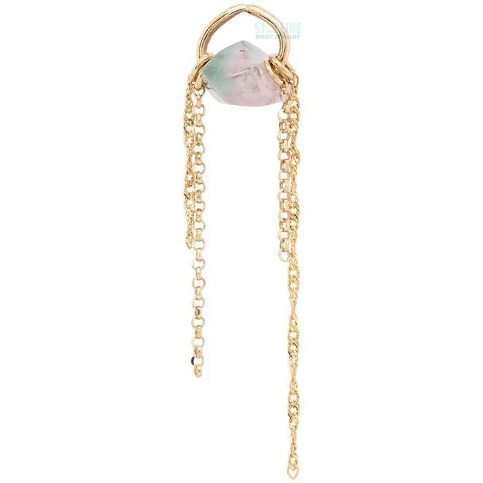 Hialeah Fine Jewelry Rings Ring Around the Tourmaline Chain Charm in Gold with Tourmaline