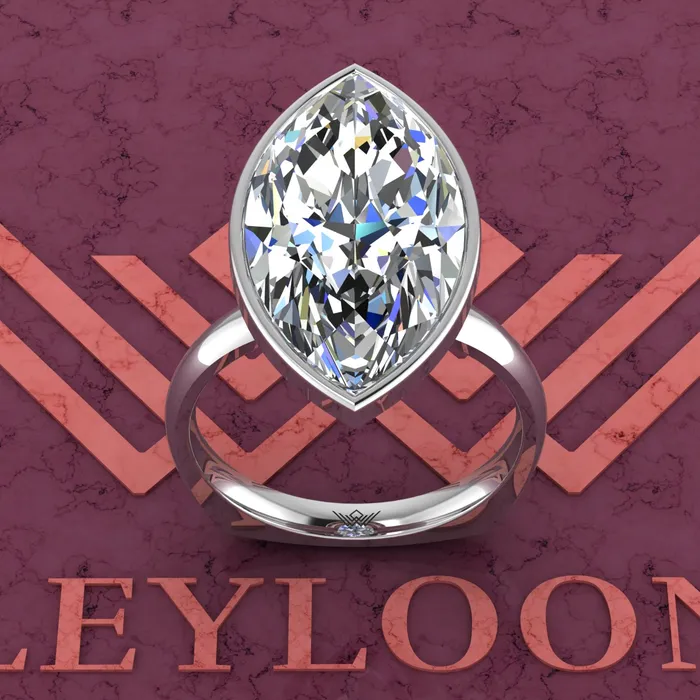 Leyloon Jewelry Rings 75 Carat Marquise Cut Bezel Euro Shank Solitaire D Color Moissanite Ring