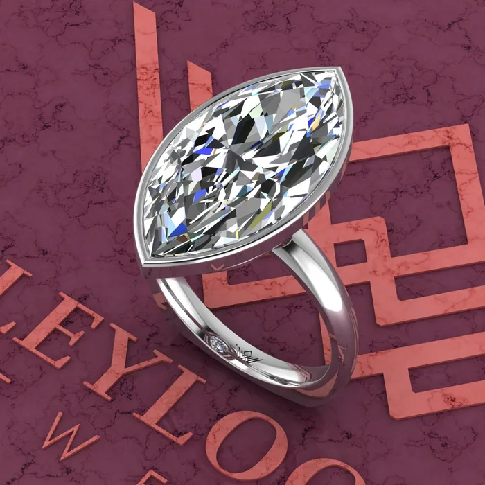 Leyloon Jewelry Rings 75 Carat Marquise Cut Bezel Euro Shank Solitaire D Color Moissanite Ring