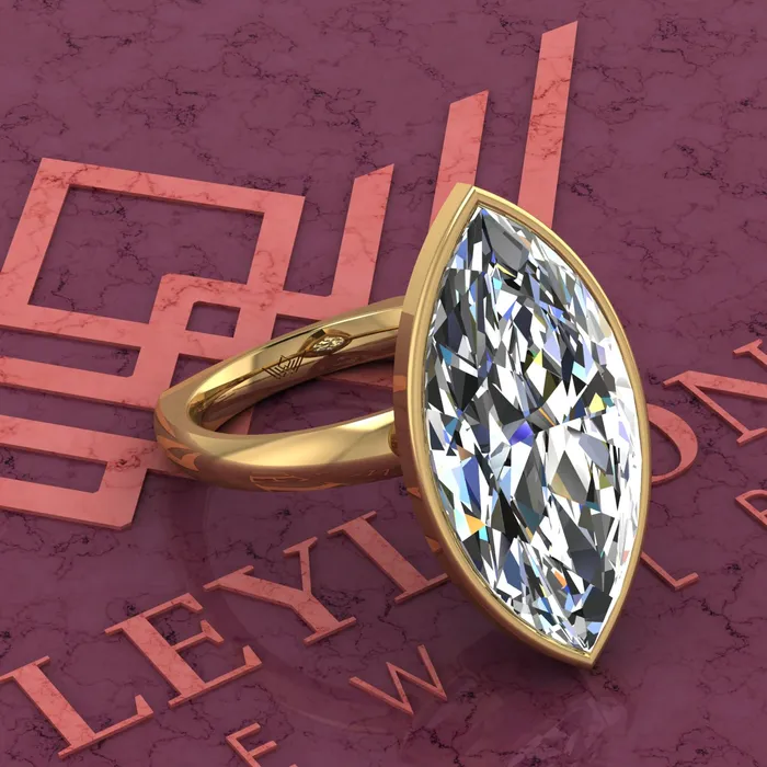 Leyloon Jewelry Rings 75 Carat Marquise Cut Bezel Euro Shank Solitaire D Color Moissanite Ring