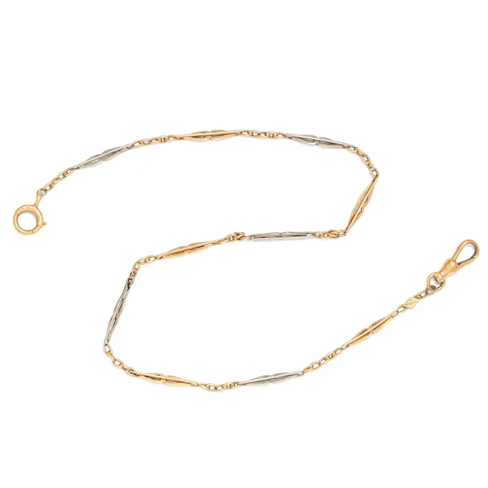 Necklaces Antique Edwardian Platinum and 14k Rose Gold 145 Chain Necklace