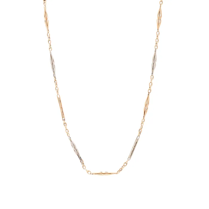 Necklaces Antique Edwardian Platinum and 14k Rose Gold 145 Chain Necklace