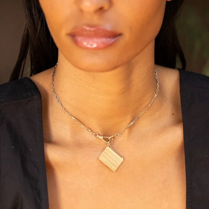 Necklaces Antique Edwardian Platinum and 14k Rose Gold 145 Chain Necklace