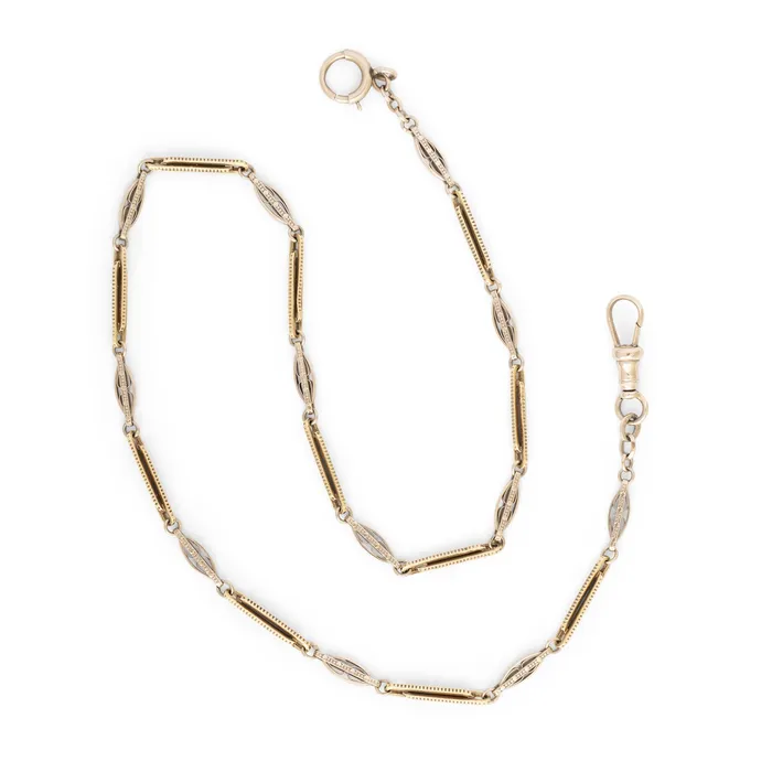 Necklaces Antique TwoTone 14k Gold Decorative Link 14 Choker Necklace