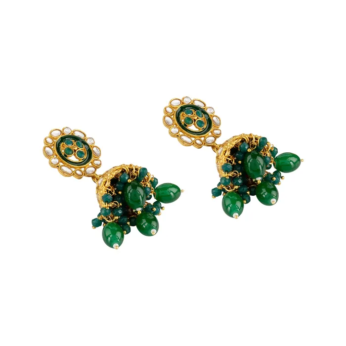 Necklaces Teejh Teejh Radhya Green Gold Necklace Set