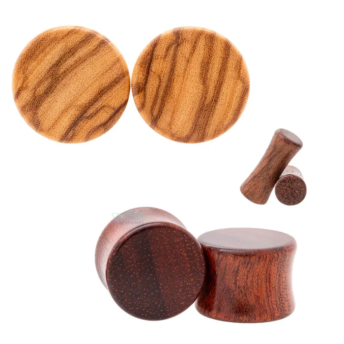 Omerica Organic Earrings Wood Plugs Wild Olive Regs
