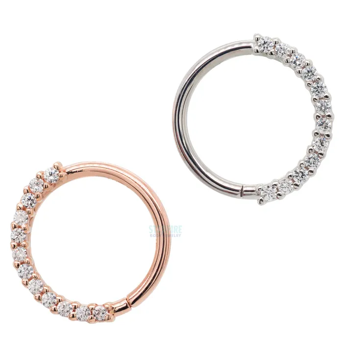 Rings Body Vision BVLA Gem Oaktier Seam Ring in Gold with White CZs